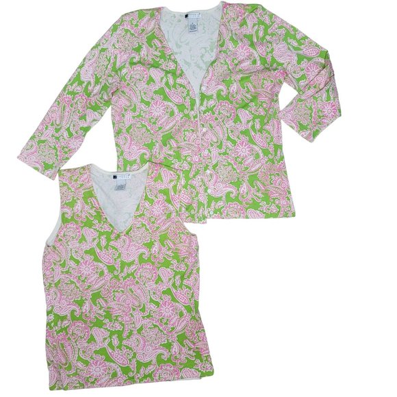 Carole Little Cardigan Sweater and tank top Size Small Medium Womens Silk Blend - Picture 1 of 6